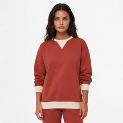 Red Clay Oversized Drop Shoulder Sweatshirt with Color Block Patch