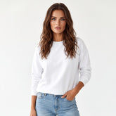Sudadera clásica de beige unido con cuello redondo
