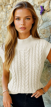 High collar sweater in twisted oats *