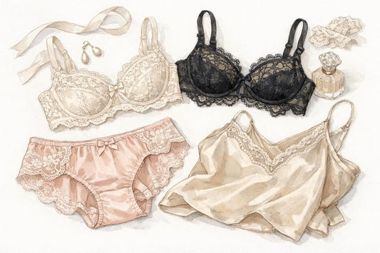 Où acheter lingerie de luxe pas cher : croquis de pièces élégantes en dentelle et soie, astuces mode pour dénicher des bonnes