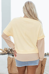 Abricot 2 en 1 Faux Sweat-shirt à cou rond à deux pièces Roundwork