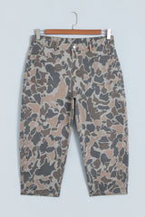 Jean barrel multicolore camouflage grande taille à taille haute
