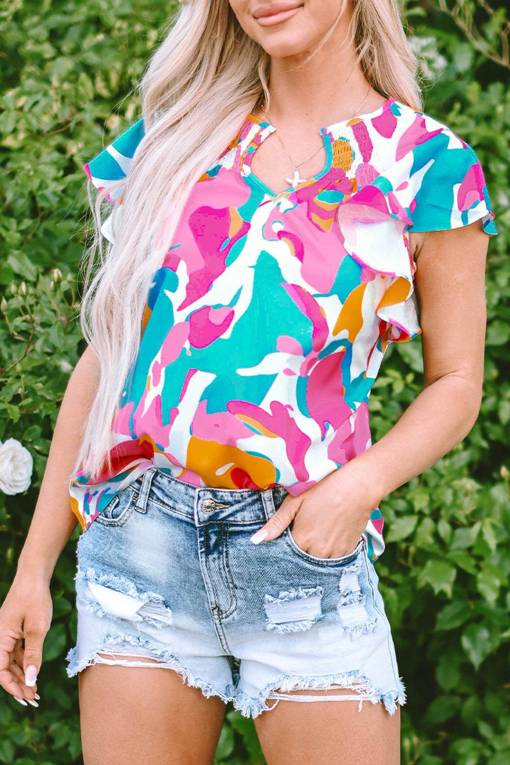 Blouse multicolore à  flottantes-A WOMAN WE LOVE