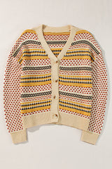 Cardigan court kaki boutonné à col en V-A WOMAN WE LOVE