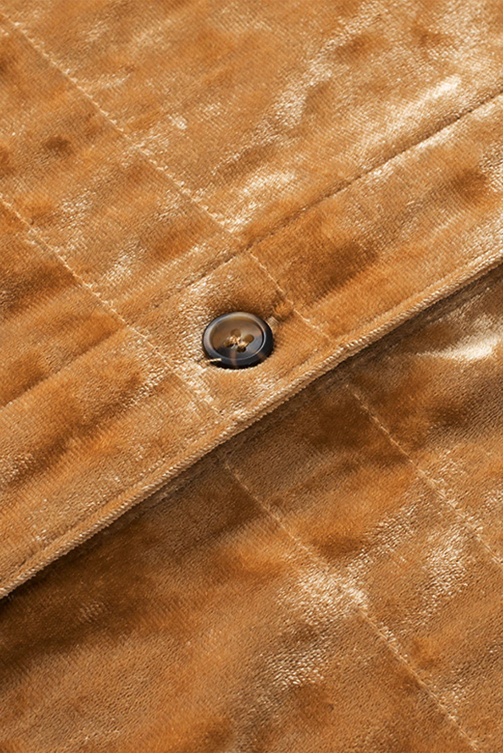 Chemise en velours coupe ample boutonnée de couleur unie dorée-A WOMAN WE LOVE