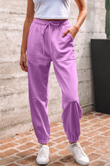 Pantalon de jogger de couleur avec cordon de serrage