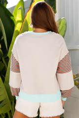 Sweat-shirt Jet Stream à rayures, blocs de couleurs, patchwork et épaules tombantes