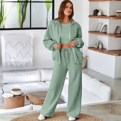 Ensemble 2 pièces vert eau  avec veste zippée à épaules tombantes