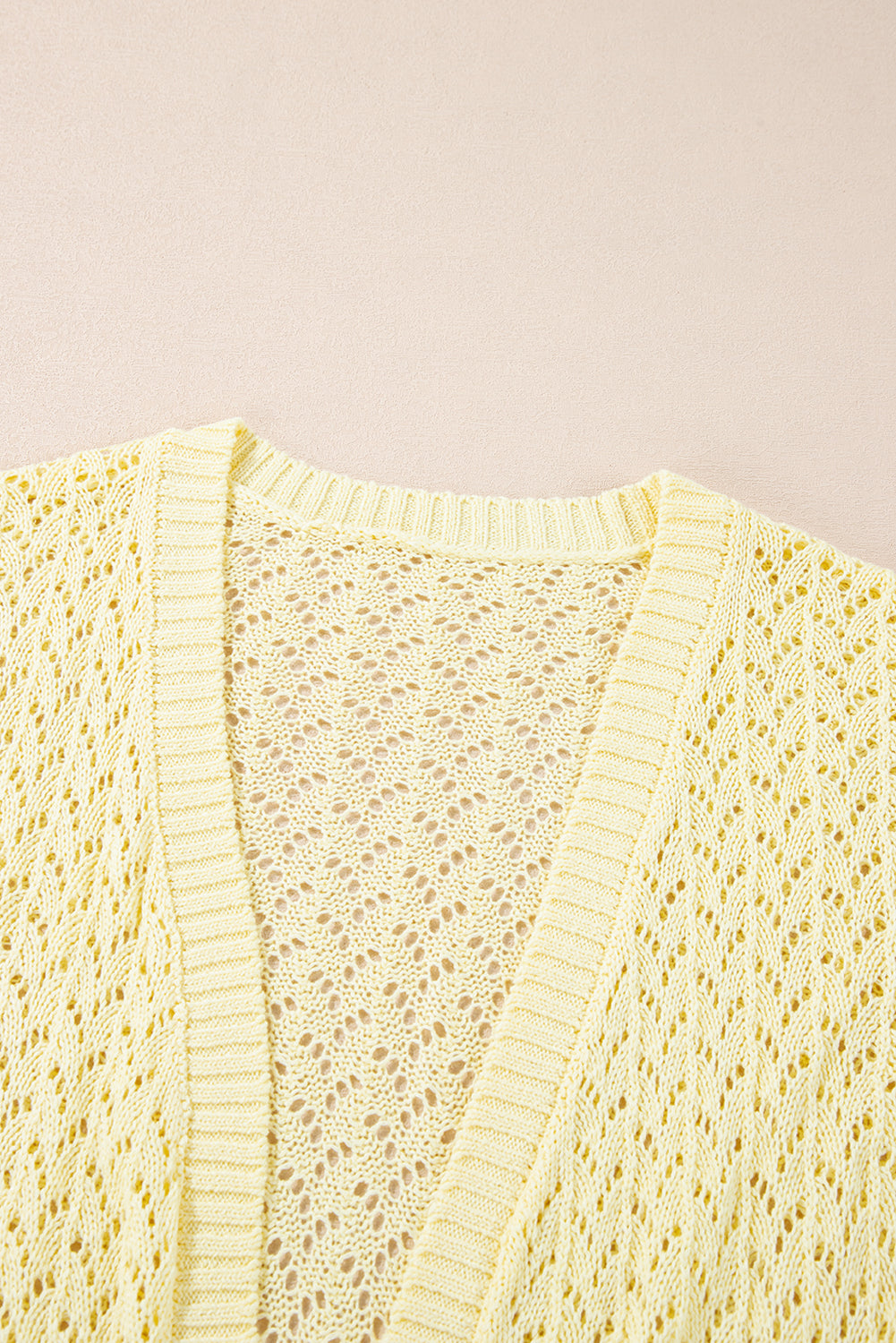 Cardigan court jaune crème en maille pointelle ouvert sur le devant-A WOMAN WE LOVE