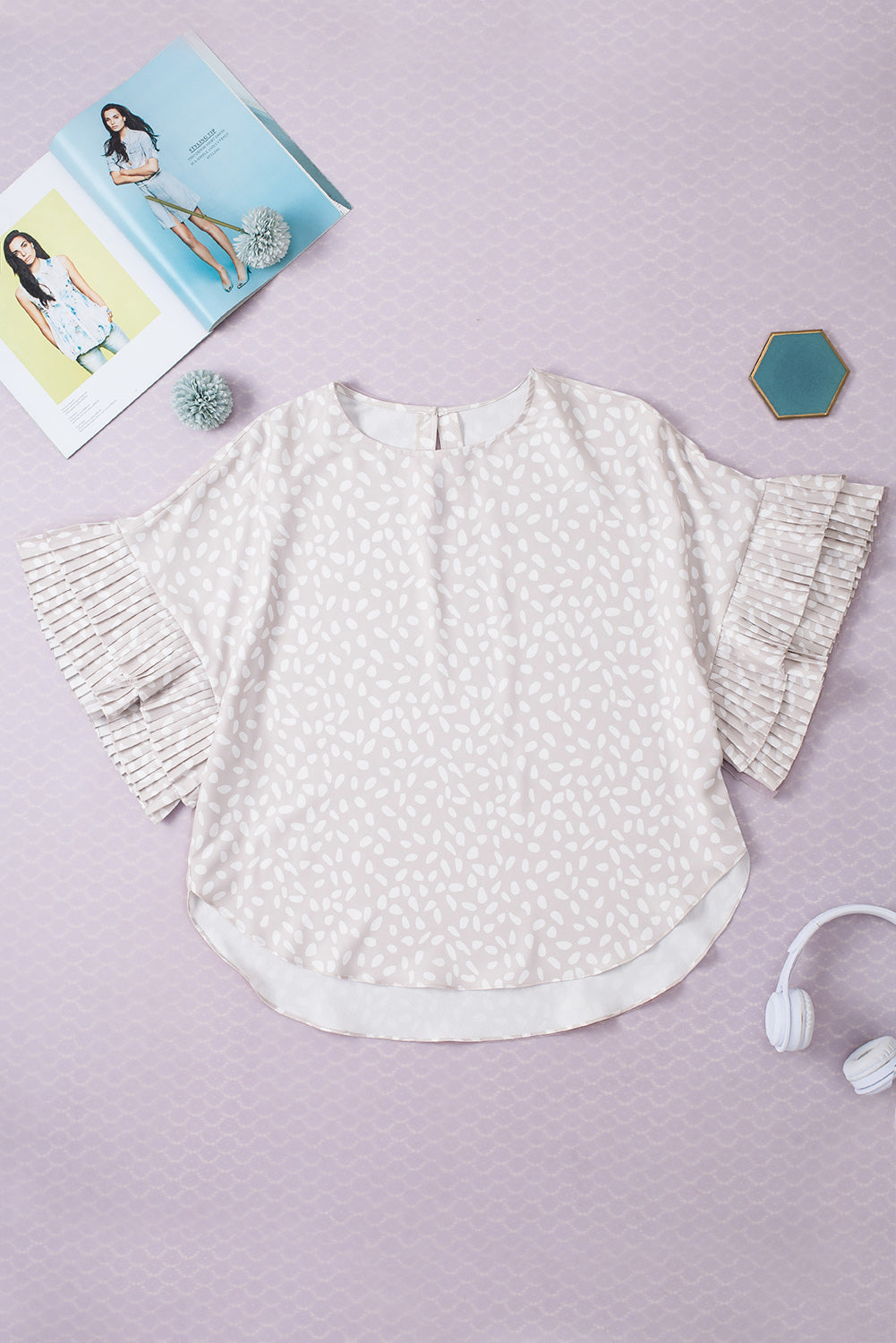 Chemisier ample kaki à manches volantées et dolman-A WOMAN WE LOVE