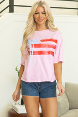 Light pink graphic neck t-shirt *