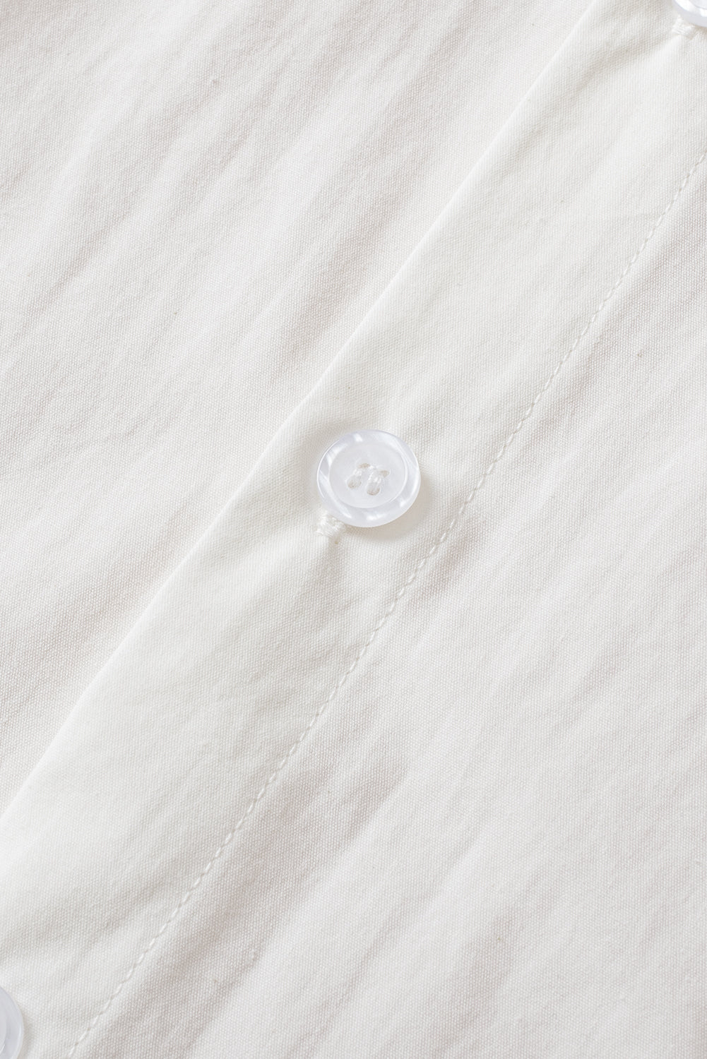 Chemise blanche à manches courtes bouffantes unies-A WOMAN WE LOVE