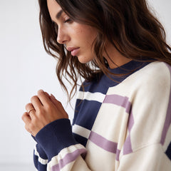 Sweat-shirt oversize rayé patchwork
