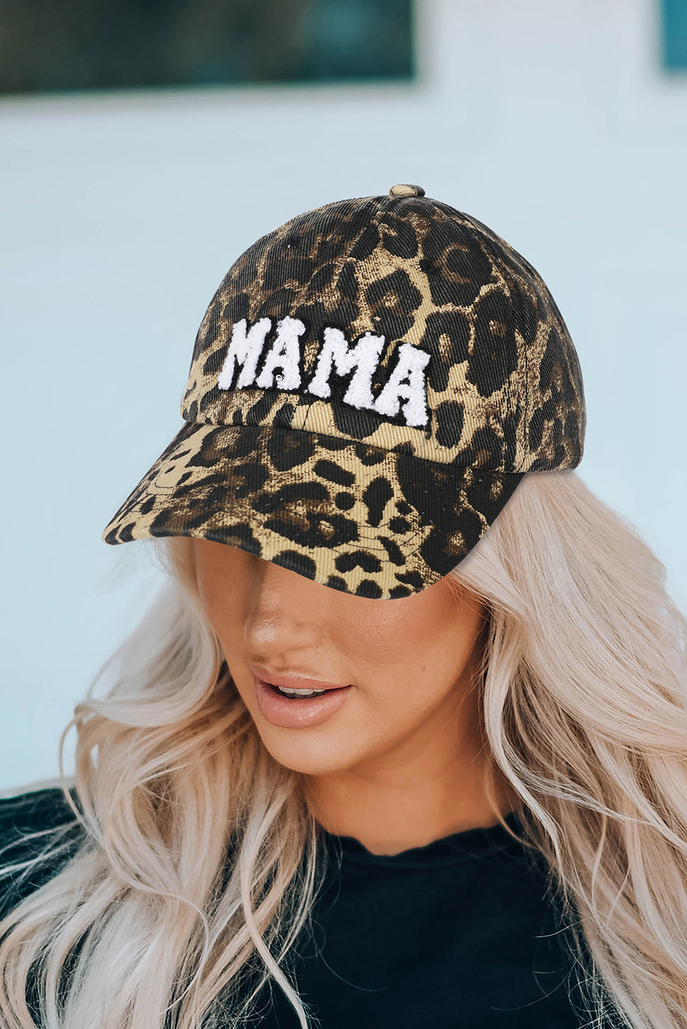 Casquette de baseball léopard brodée Leopard MAMA-A WOMAN WE LOVE