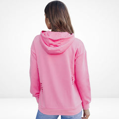 Sudadera con capucha desgarrada con bolsillo canguro