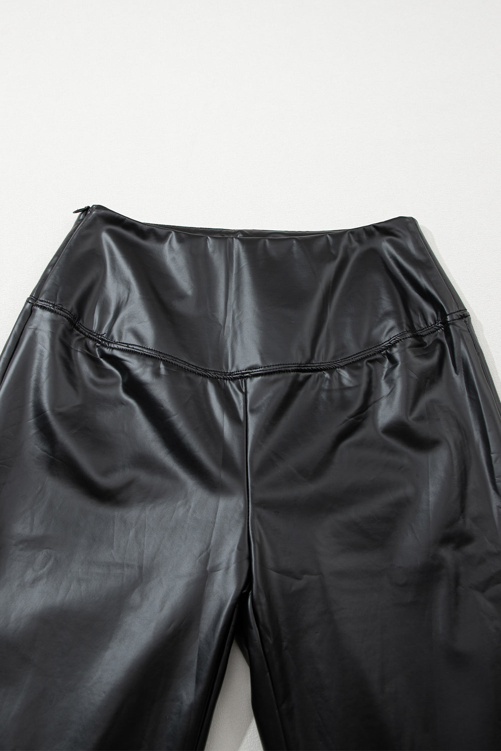 Black Faux Leather Zipped Detail Leggings