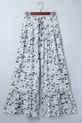 Pantalon décontracté à jambe large et imprimé camouflage beige