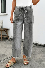 Pantalon en jean tendance à jambes larges gris