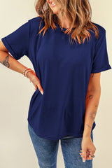 Distributed blue t-shirt plain with round neck