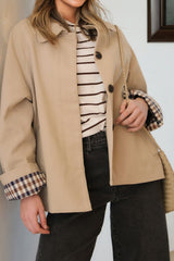 Trench-coat beige à doublure à carreaux