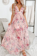 Robe Longue Romantique à Motif Floral *