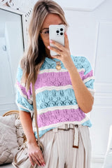 Mid-length sleeve sweater in crochet *