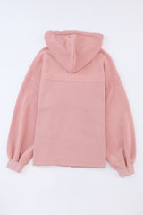 Chaqueta rosa con cremallera con cordón con capucha y acorden con bolsillo de aleta