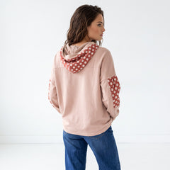 Sudadera con capucha con cordón de apriete y delicados mosaicos florales