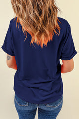 Distributed blue t-shirt plain with round neck