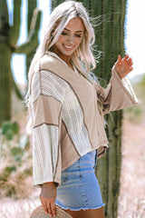 Haut ample haut bas avec détails en crochet parchemin et coutures apparentes