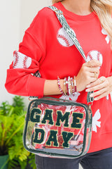 Sac transparent GAME DAY vert foncé à sangle géométrique réglable
