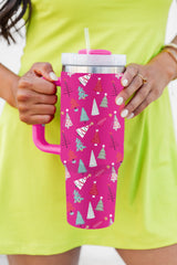 Thermos Cup Printed Christmas Tree Red Rose Red 40oz cartoon