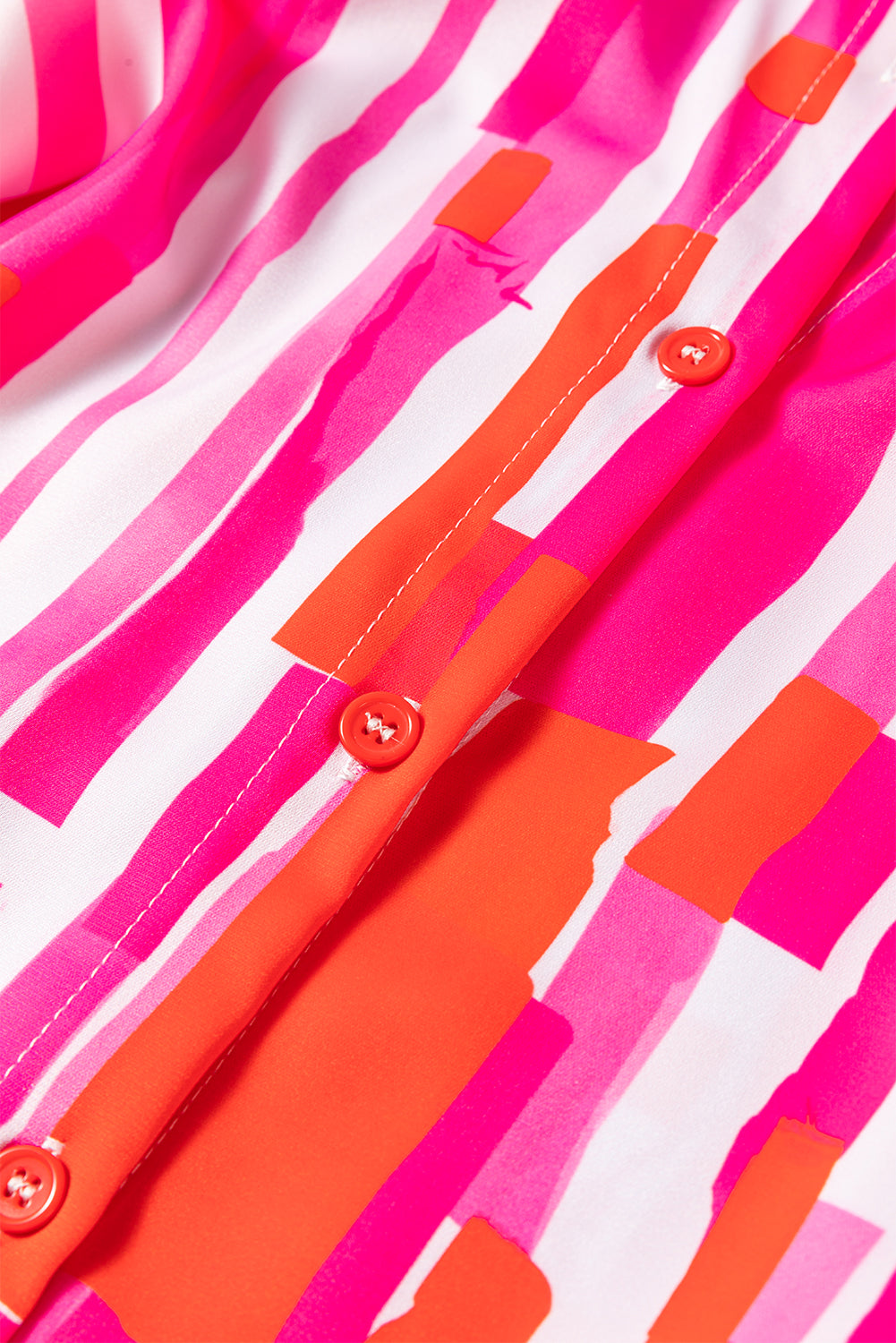 Chemise décontractée rose à manches chauve-souris et imprimé abstrait-A WOMAN WE LOVE