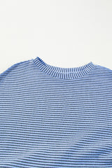 Mini-robe ample plissée taille haute à rayures bleu ciel