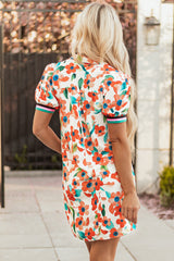 Robe courte à volants et manches courtes bouffantes