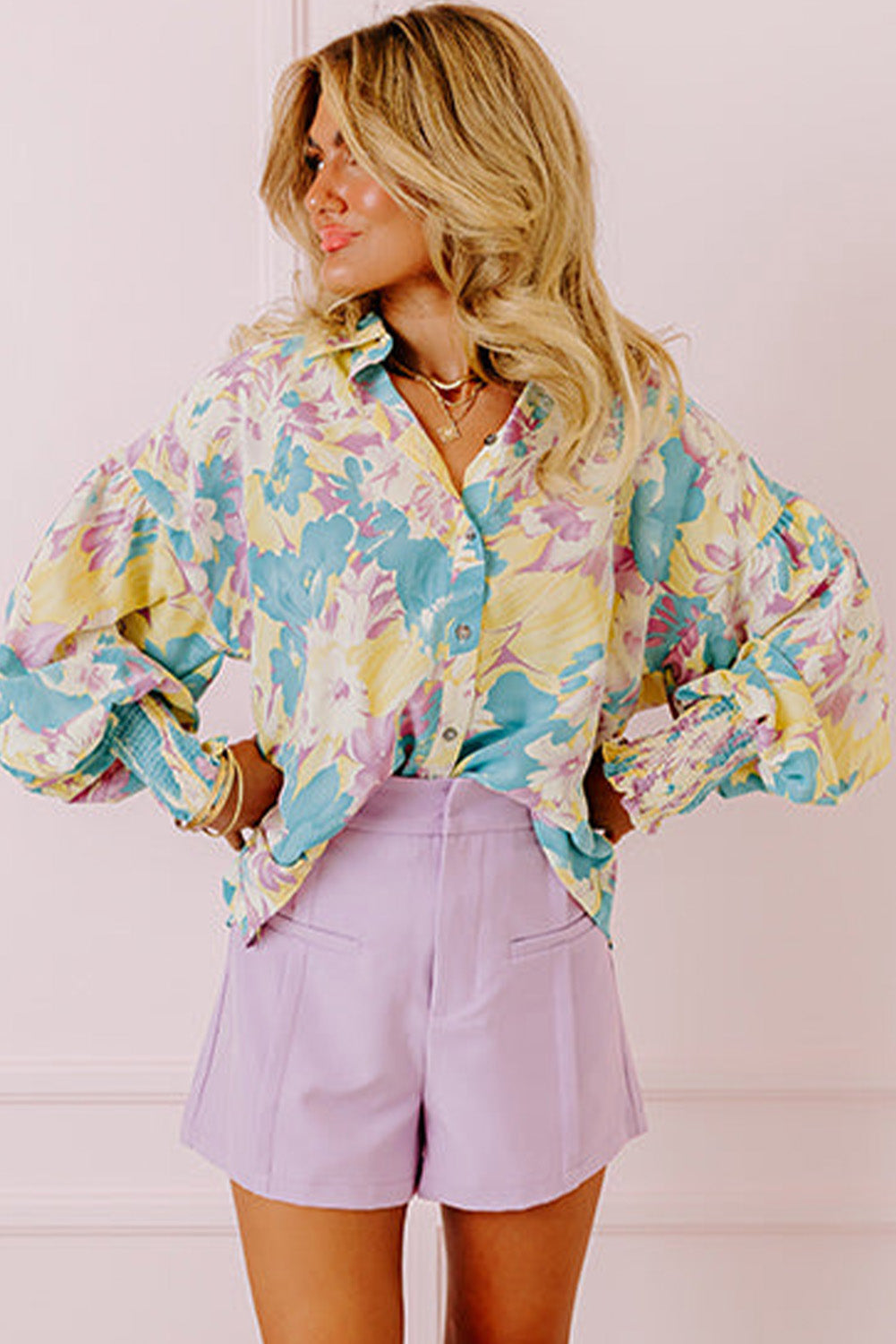 Chemise oversize jaune à imprimé floral *-A WOMAN WE LOVE