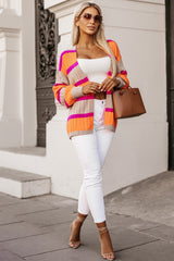 Cardigan ample rayé orange à épaules tombantes et color block-A WOMAN WE LOVE