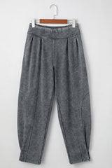 Pantalon décontracté taille haute style jogging gris