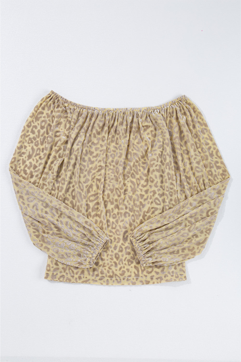 Chemisier à manches longues et épaules dénudées en velours léopard beige-A WOMAN WE LOVE