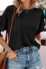 Amplio de negro casual pequeño con mangas de 3/4