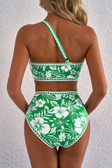 Ensemble de bikini à la taille haute à imprimé floral vert *
