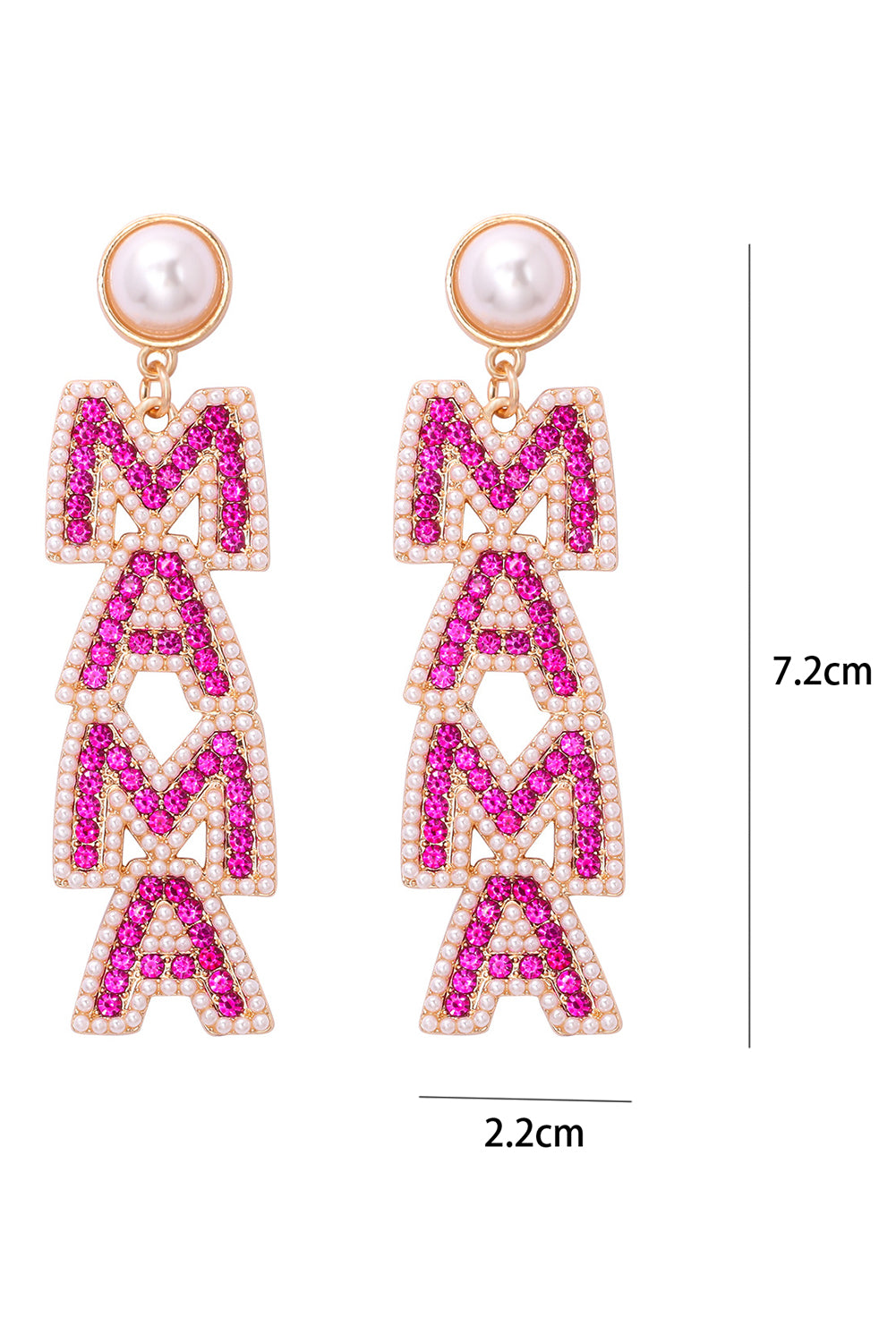 Boucles d'oreilles pendantes en perles de strass MAMA rouge rose-A WOMAN WE LOVE