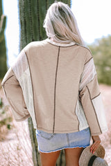 Haut ample haut bas avec détails en crochet parchemin et coutures apparentes