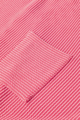 Peach Blossom T-shirt Côtelé Texturé à Manches Longues de Grande Taille