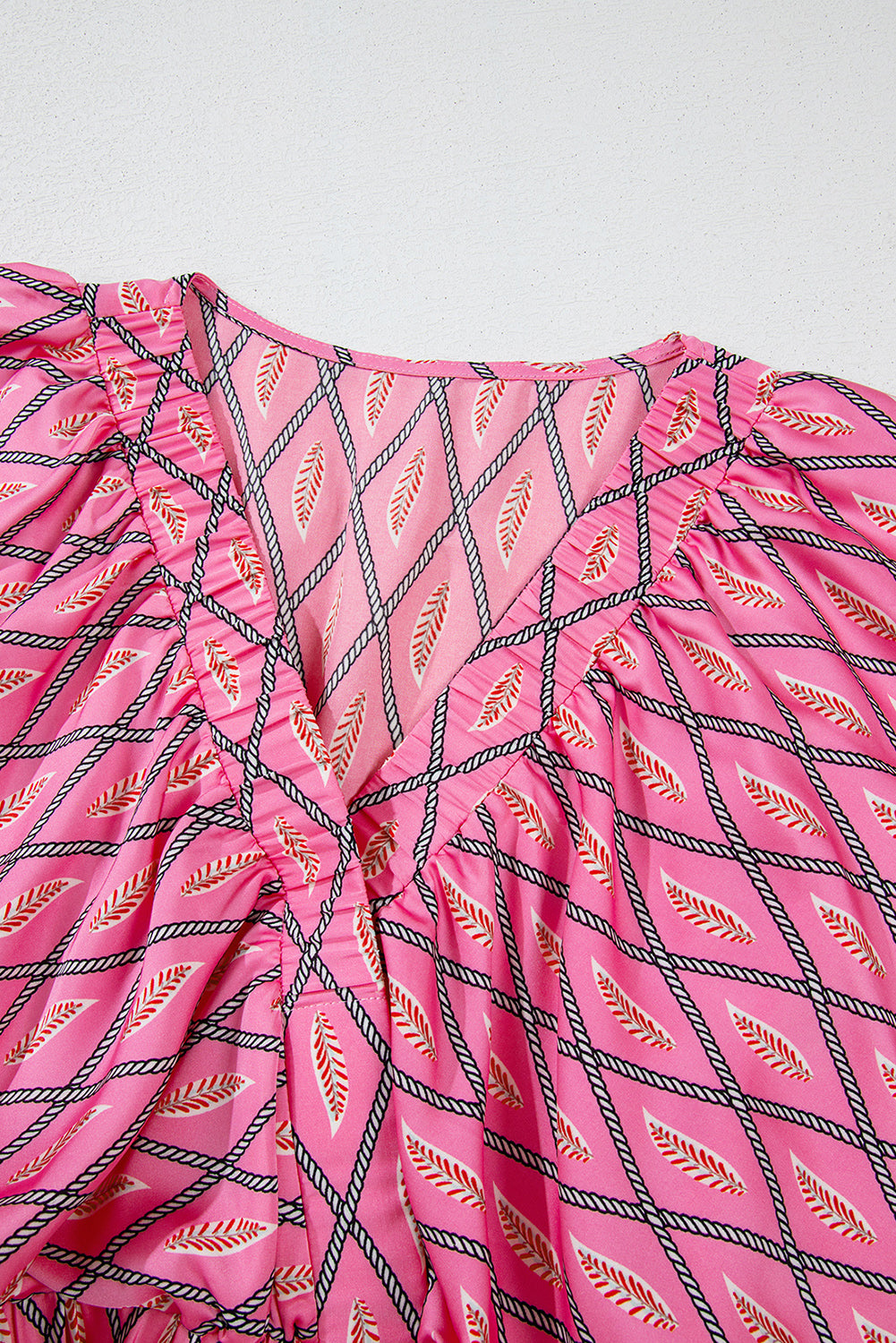 Combi-short  taille haute à imprimé géométrique cachemire rose à col en V-A WOMAN WE LOVE