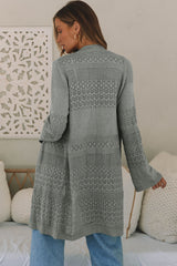 Cardigan gris ouvert sur le devant en maille pointelle-A WOMAN WE LOVE