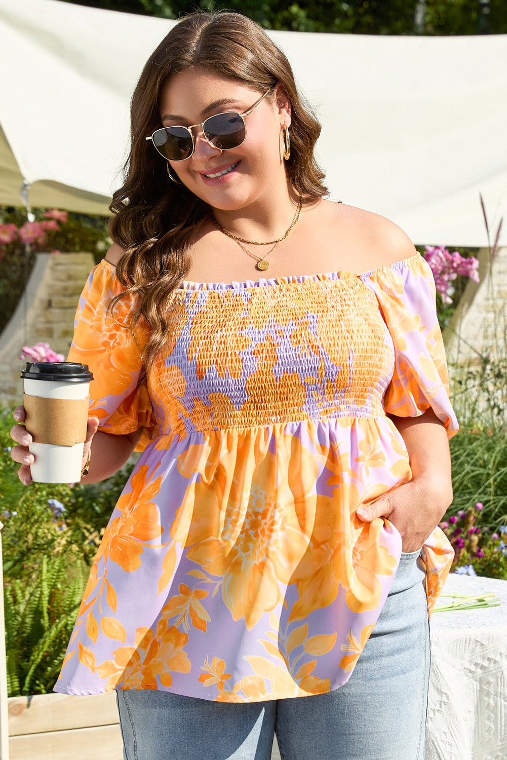 Chemisier babydoll smocké à manches bouffantes *-A WOMAN WE LOVE