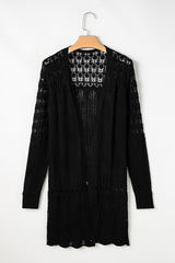 Cardigan noir ouvert sur le devant ajouré au crochet-A WOMAN WE LOVE