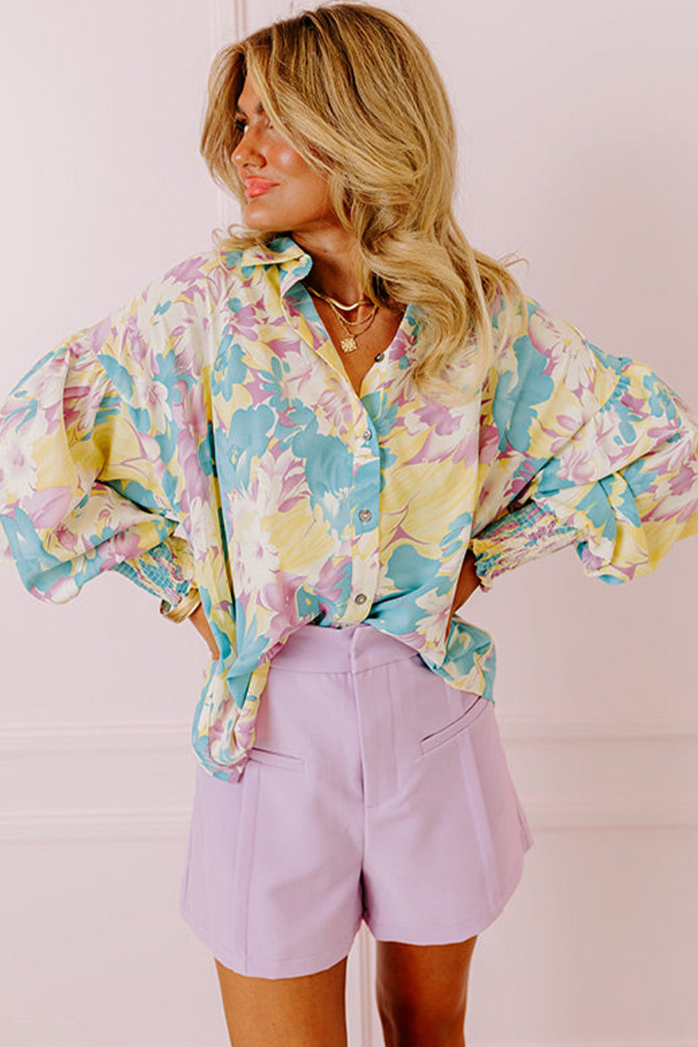 Chemise oversize jaune à imprimé floral *-A WOMAN WE LOVE