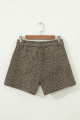 Short en jean ample à imprimé léopard noir